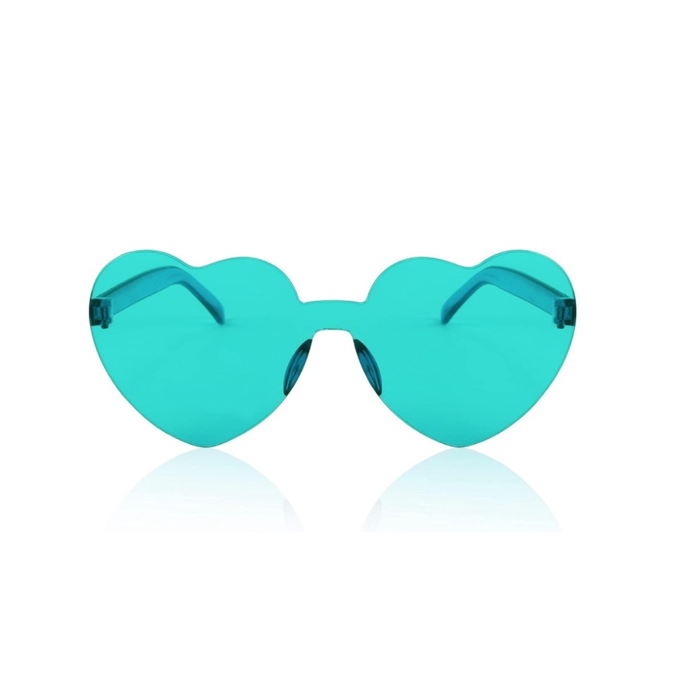 Green Rimless Heart Shaped Sunglasses Party (Unbranded) OS